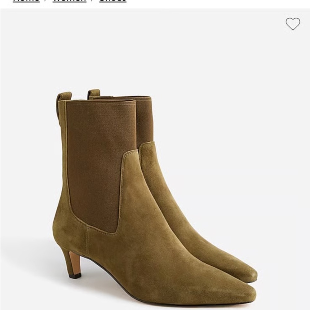 J. Crew Olive Suede Heeled Boots